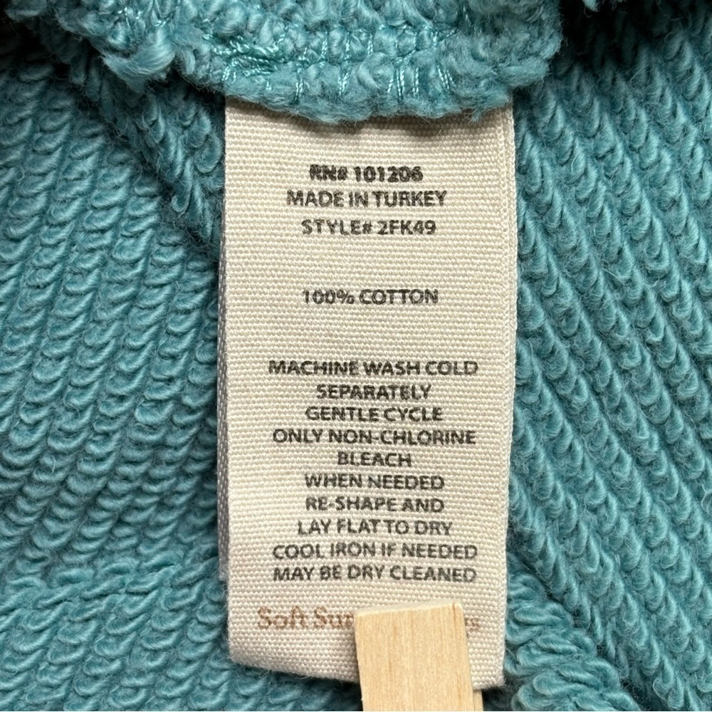Soft Surroundings Drawstring Neck Tunic Top Size M Cotton Knit Teal Blue - Picture 9 of 10